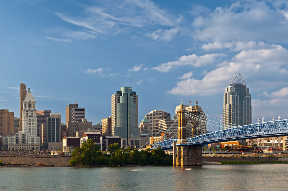 Cincinnati Skyline With Bridge in Foreground